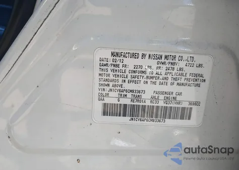 2012 Infiniti G37 Journey z USA, uszkodzony, nr VIN JN1CV6AP6CM933673